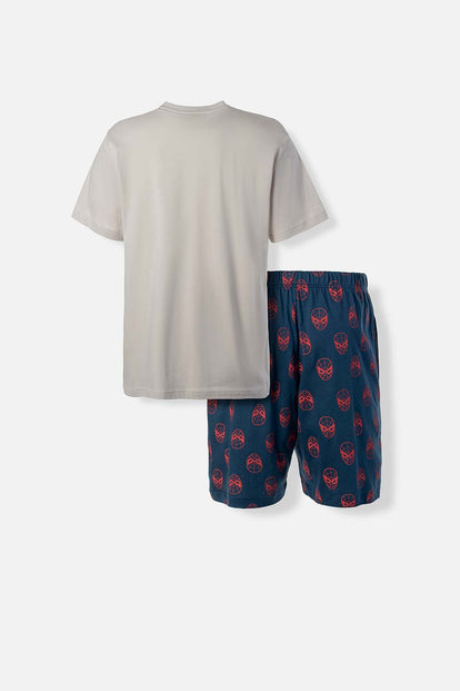  PIJAMA DE MARVEL DE PANTALÓN CORTO GRIS Y AZUL PARA HOMBRE