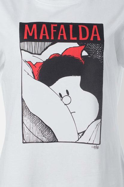  PIJAMA DE MAFALDA DE PANTALÓN LARGO BLANCO Y ROJO PARA MUJER