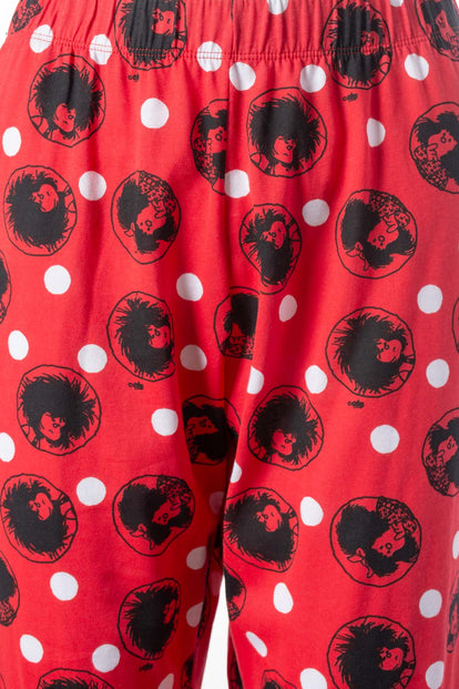  PIJAMA DE MAFALDA DE PANTALÓN LARGO BLANCO Y ROJO PARA MUJER