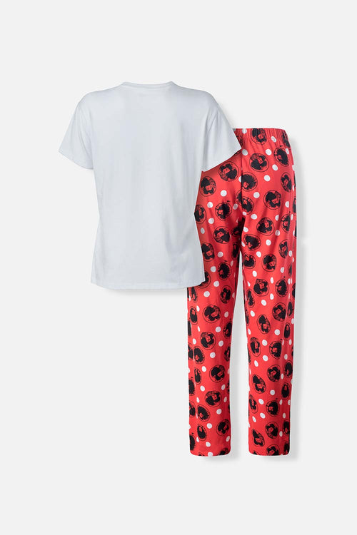 Card slide image -  PIJAMA DE MAFALDA DE PANTALÓN LARGO BLANCO Y ROJO PARA MUJER