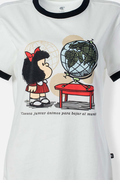  CAMISETA DE MAFALDA MANGA CORTA MARFIL PARA MUJER