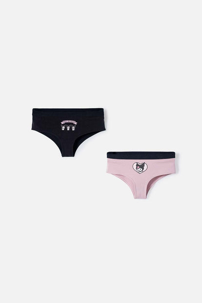  PACK X2 PANTIES MY MELODY & KUROMI NEGRO Y LILA PARA MUJER