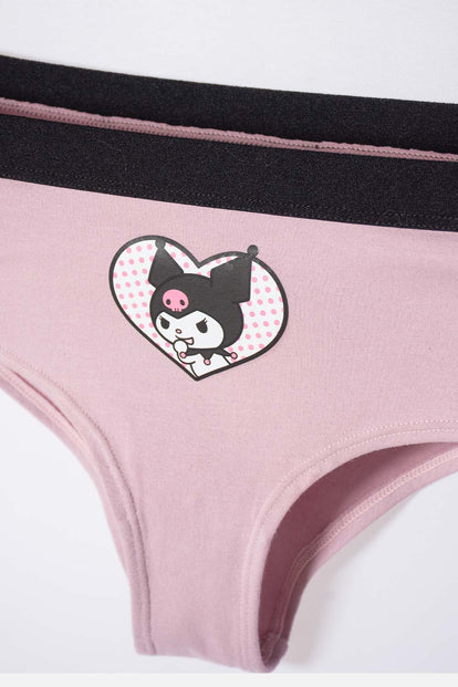  PACK X2 PANTIES MY MELODY & KUROMI NEGRO Y LILA PARA MUJER