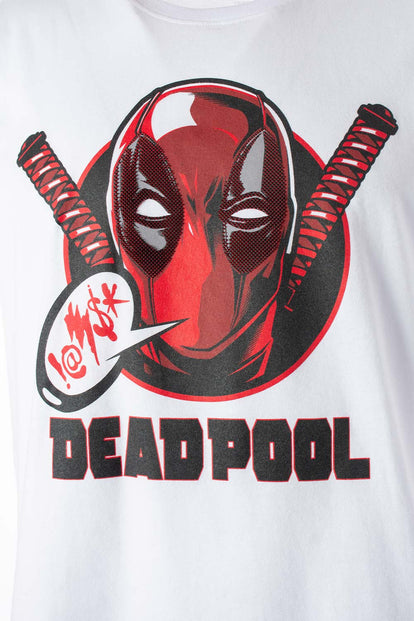  CAMISETA DE DEADPOOL MANGA CORTA BLANCA PARA HOMBRE