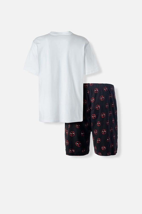 Card slide image -  PIJAMA DE DEADPOOL PANTALÓN CORTO BLANCO Y NEGRO PARA HOMBRE