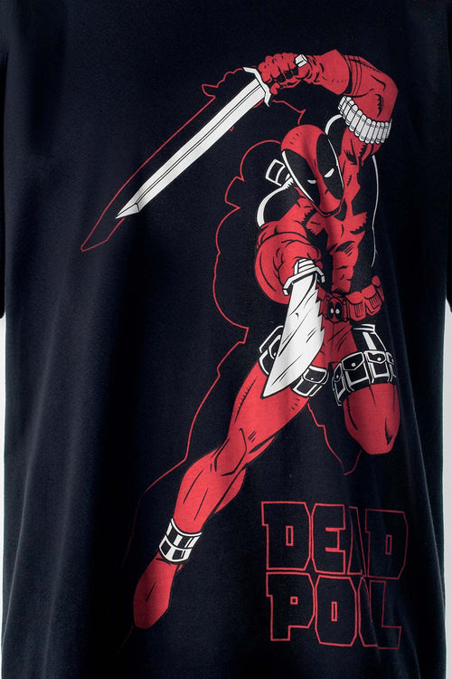 Card slide image -  PIJAMA DE DEADPOOL DE PANTALÓN LARGO NEGRO Y BLANCO PARA HOMBRE