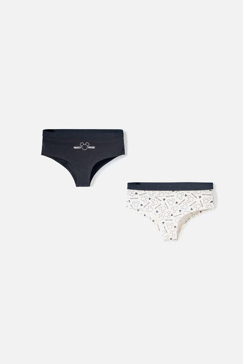 Card slide image -  PACK X2 PANTIES DE MICKEY MOUSE CON CINTURA ELÁSTICA NEGRO Y BLANCO PARA MUJER
