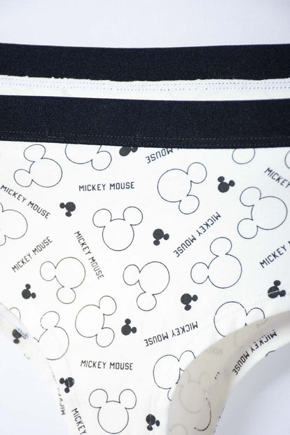  PACK X2 PANTIES DE MICKEY MOUSE CON CINTURA ELÁSTICA NEGRO Y BLANCO PARA MUJER