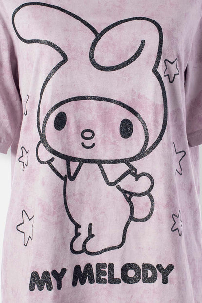  CAMISETA DE MY MELODY & KUROMI LILA GRISÁCEA PARA MUJER