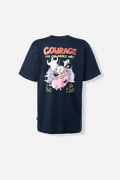  CAMISETA DE CORAJE AZUL ESTAMPADA EN POSTERIOR PARA HOMBRE