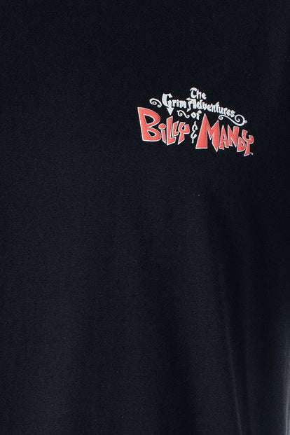  CAMISETA DE BILLY Y MANDY NEGRA ESTAMPADA EN ESPALDA PARA HOMBRE