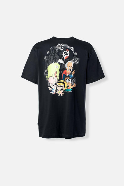  CAMISETA DE BILLY Y MANDY NEGRA ESTAMPADA EN ESPALDA PARA HOMBRE