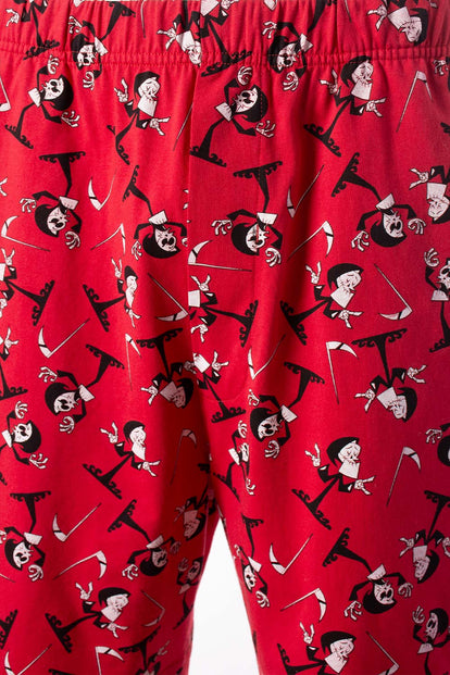  PIJAMA DE LAS SOMBRÍAS AVENTURAS DE BILLY Y MANDY GRIS Y ROJA DE PANTALÓN CORTO PARA HOMBRE