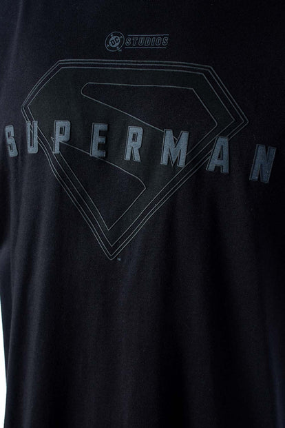  CAMISETA DE SUPERMAN NEGRA CON ALTO RELIEVE PARA HOMBRE