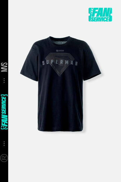  CAMISETA DE SUPERMAN NEGRA CON ALTO RELIEVE PARA HOMBRE