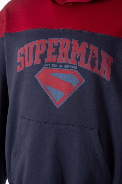  BUZO DE SUPERMAN AZUL Y ROJO CON CAPUCHA PARA HOMBRE