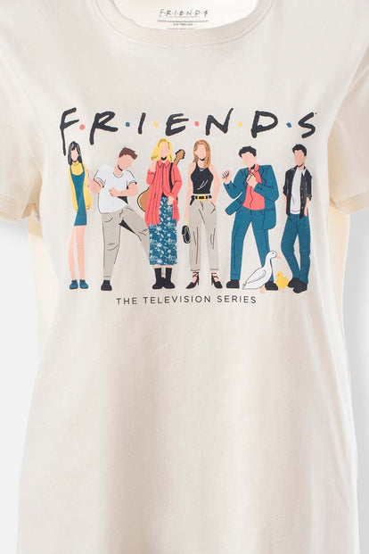  CAMISETA DE FRIENDS MANGA CORTA COLOR ALMENDRA PARA MUJER