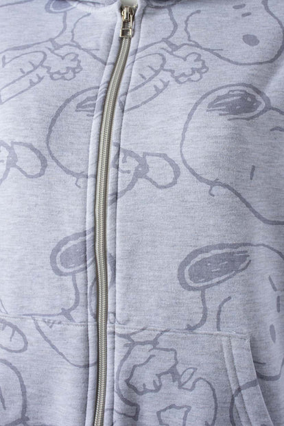  BUZO DE SNOOPY GRIS CON CIERRE FRONTAL PARA MUJER