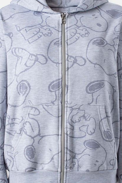  BUZO DE SNOOPY GRIS CON CIERRE FRONTAL PARA MUJER