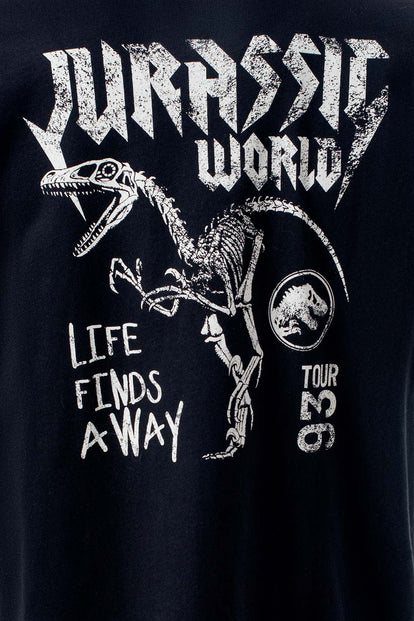  CAMISETA DE JURASSIC WORLD NEGRA CON ESTAMPADO EN POSTERIOR PARA HOMBRE