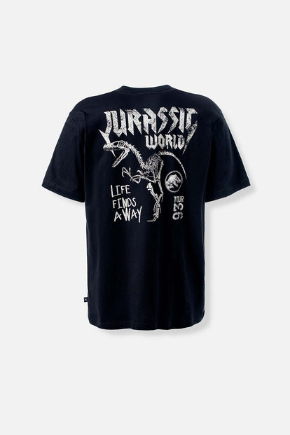  CAMISETA DE JURASSIC WORLD NEGRA CON ESTAMPADO EN POSTERIOR PARA HOMBRE