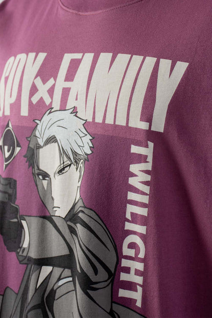  CAMISETA DE SPY X FAMILY VINOTINTO OVERSIZE PARA HOMBRE