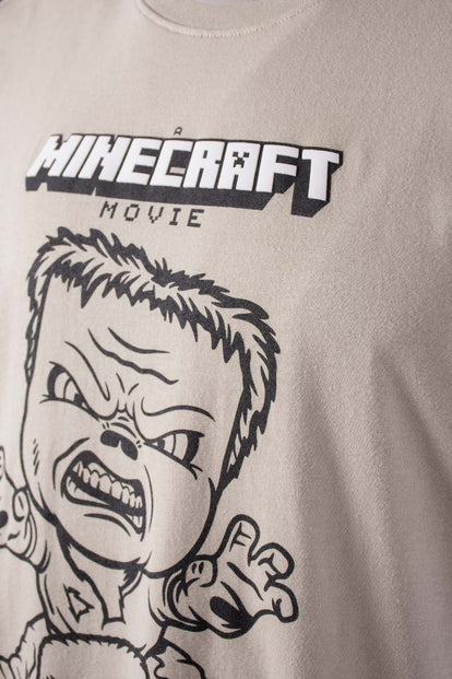  CAMISETA DE MINECRAFT MANGA CORTA VERDE ACEITUNA PARA HOMBRE