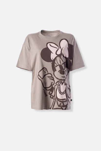  CAMISETA MICKEY MOUSE GRIS ESTAMPADA EN FRENTE PARA MUJER
