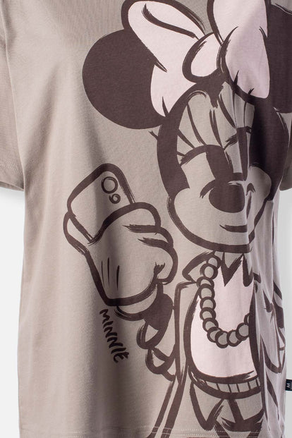  CAMISETA MICKEY MOUSE GRIS ESTAMPADA EN FRENTE PARA MUJER