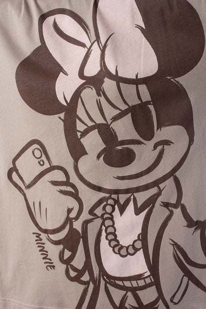  CAMISETA MICKEY MOUSE GRIS ESTAMPADA EN FRENTE PARA MUJER