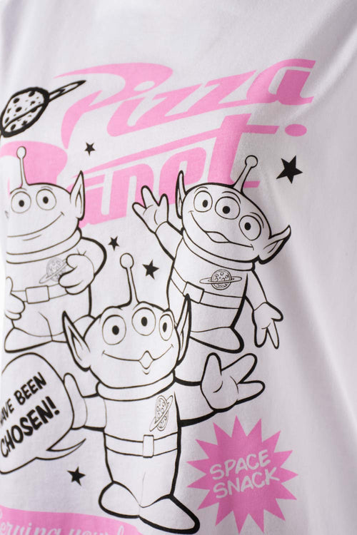 Card slide image -  PIJAMA DE TOY STORY CON PANTALÓN CORTO BLANCO Y ROSA PARA MUJER