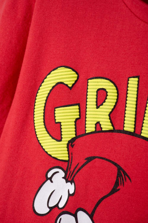 Card slide image -  PIJAMA DE GRINCH PANTALÓN LARGO ROJO PARA NIÑO UNISEX