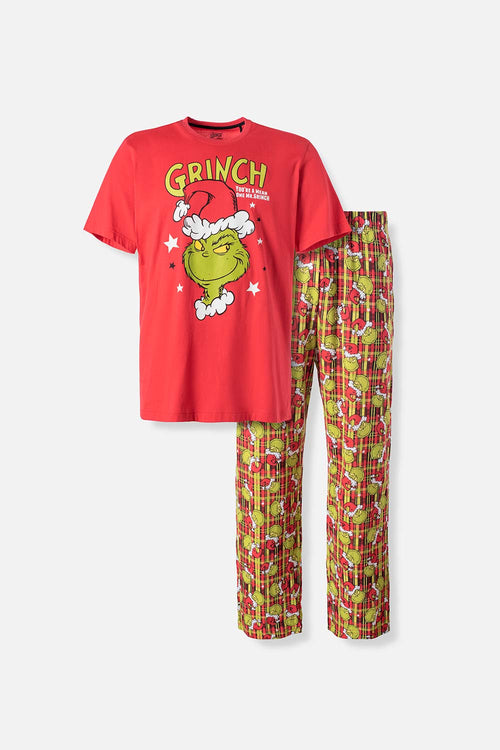 Card slide image -  PIJAMA THE GRINCH CON PANTALÓN LARGO ROJO PARA HOMBRE
