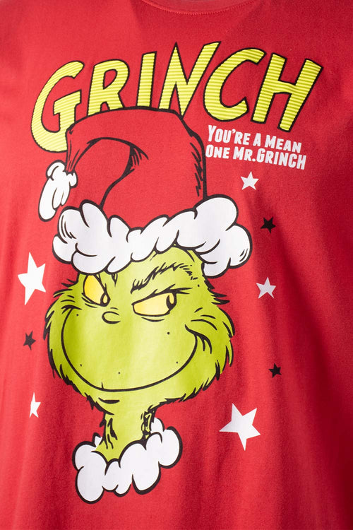 Card slide image -  PIJAMA THE GRINCH CON PANTALÓN LARGO ROJO PARA HOMBRE