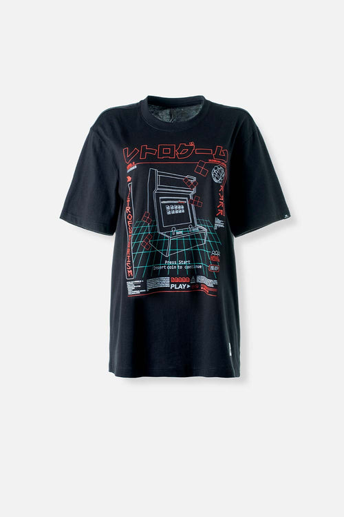 Card slide image -  CAMISETA MOVIES NEGRA DE MANGA CORTA GÉNERO NEUTRO