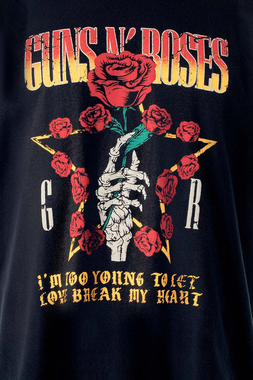 Card slide image -  CAMISETA DE GUNS N' ROSES NEGRA ESTAMPADA EN FRENTE PARA HOMBRE