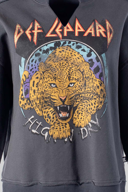  BUZO DE DEF LEPPARD CERRADO GRIS GRAFITO PARA MUJER