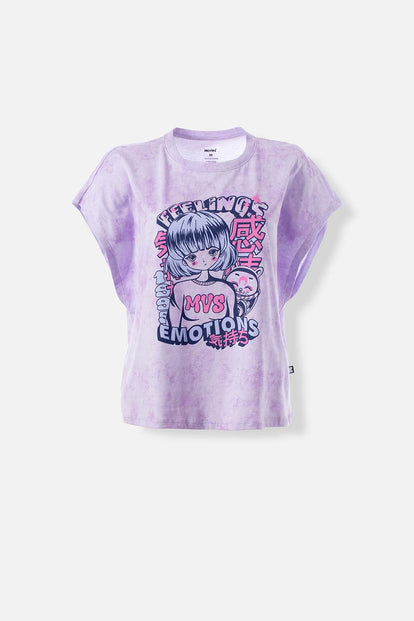  CAMISETA DE MOVIES MANGA SISA LILA PARA MUJER