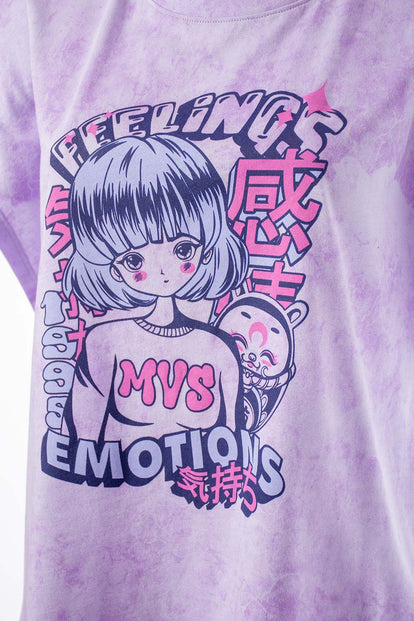  CAMISETA DE MOVIES MANGA SISA LILA PARA MUJER