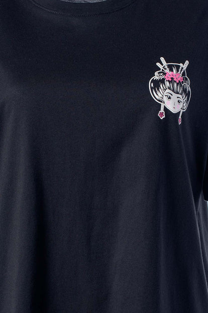  CAMISETA DE MOVIES MANGA CORTA NEGRA PARA MUJER