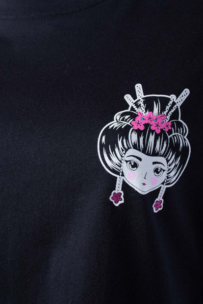  CAMISETA DE MOVIES MANGA CORTA NEGRA PARA MUJER