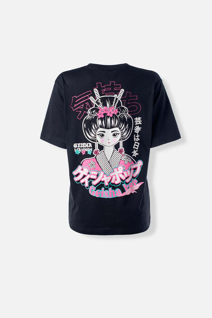  CAMISETA DE MOVIES MANGA CORTA NEGRA PARA MUJER