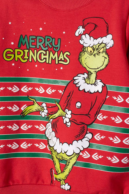  BUZO DE GRINCH CERRADO ROJO PARA NIÑO UNISEX