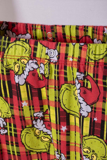  PIJAMA DE GRINCH CON PANTALÓN LARGO ROJO PARA BEBÉ UNISEX